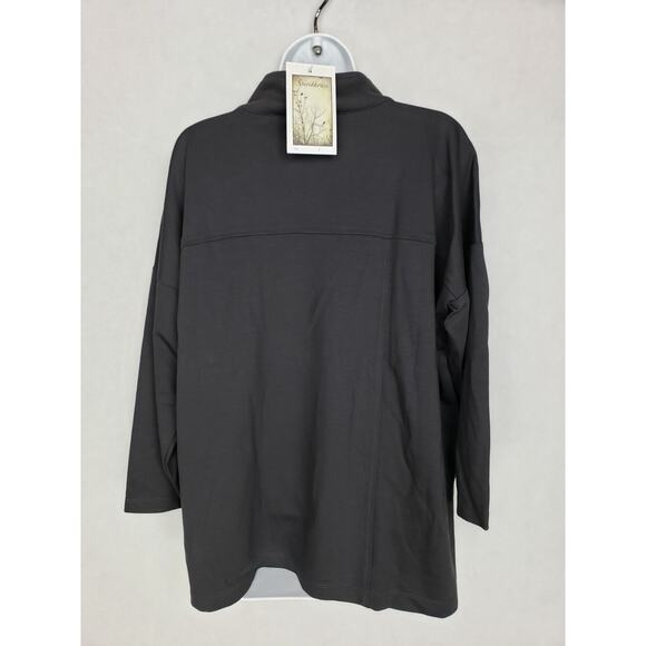 Spirithouse Women's Half Zip Dark Grey Sweatshirt Size M Front Pockets Lagenlook - Picture 2 of 8